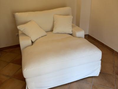 Chaisseslongue, weiß, neuwertig 1,30x1,50m