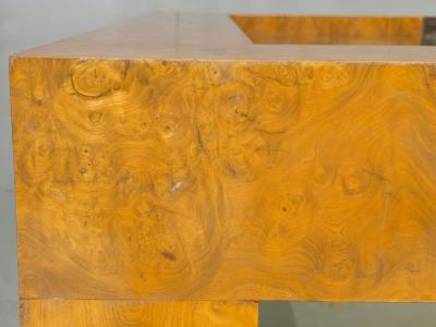 Couchtisch im Stil von Milo Baughman, Ulmenholz / Metall / Glasplatte