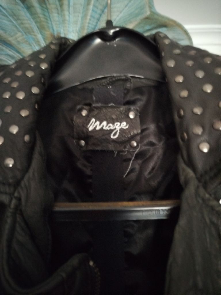 Women's leather biker jacket - black, size 42-44