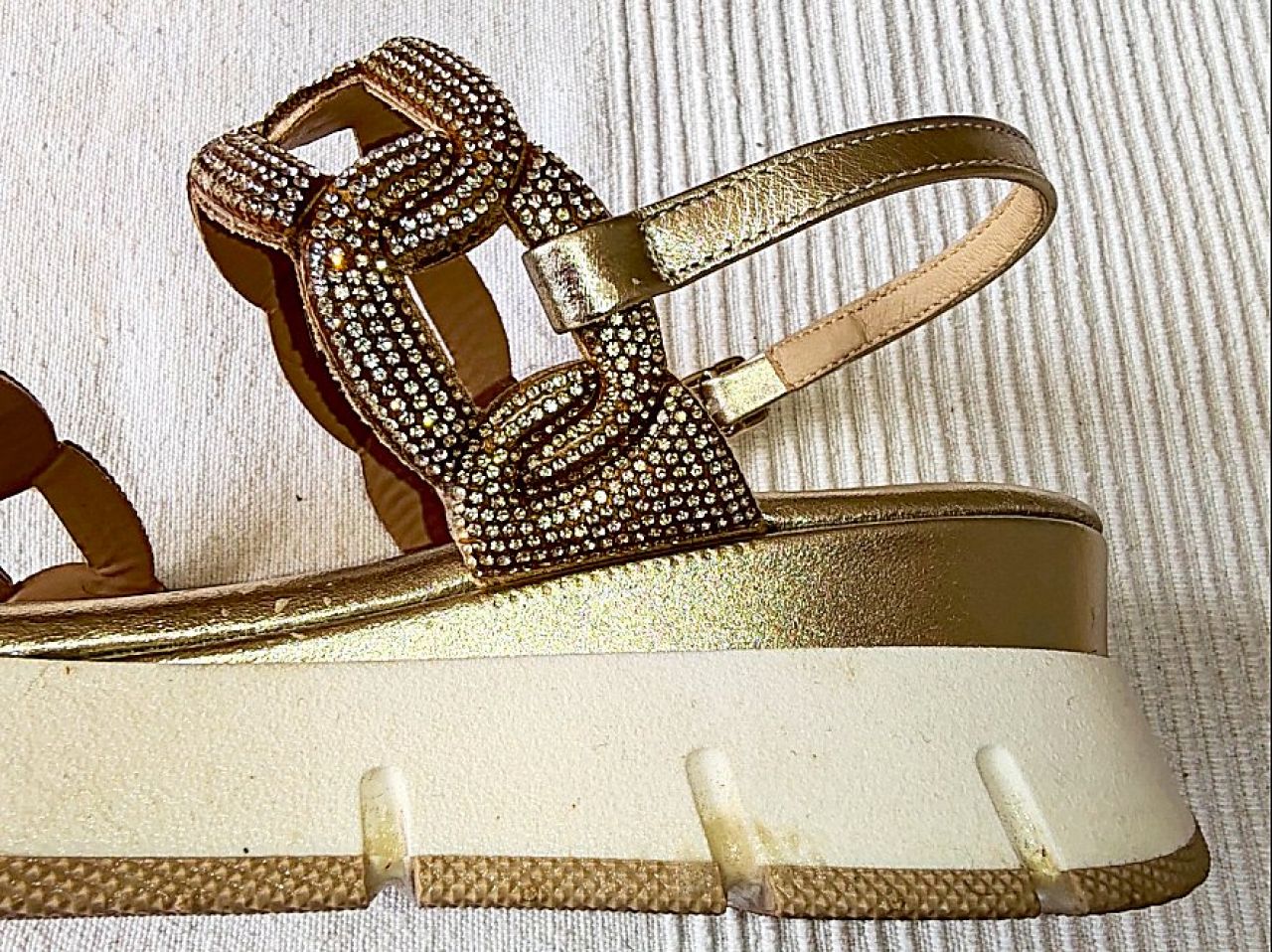 Damen-Sandale, Nappaleder/Strasssteine Gr. 38, Italien