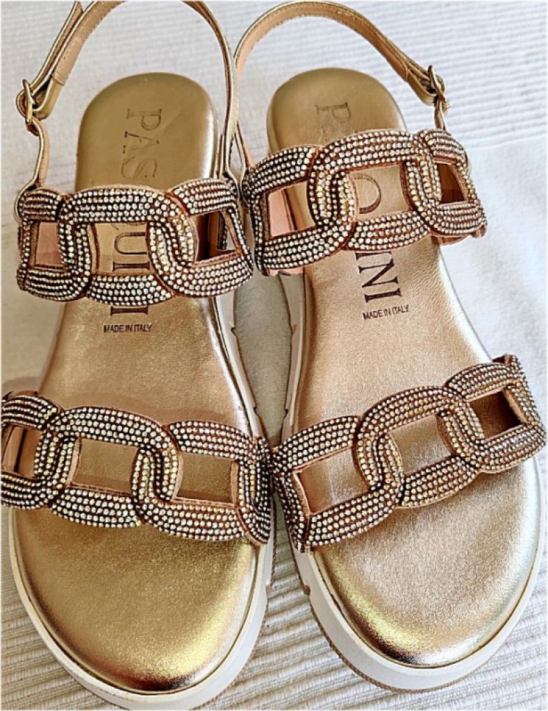 Damen-Sandale, Nappaleder/Strasssteine Gr. 38, Italien