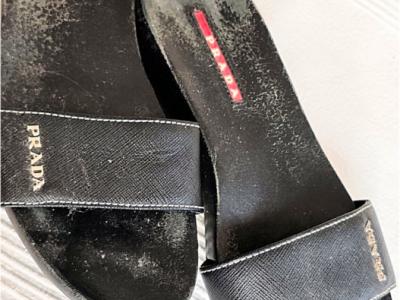 Damen schwarze Vintage Prada-Pantoletten, Größe 38