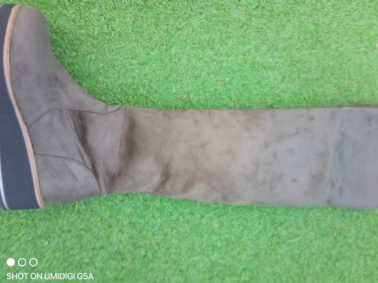 Women's boots faux suede EU size 40 with wedge heel moss green