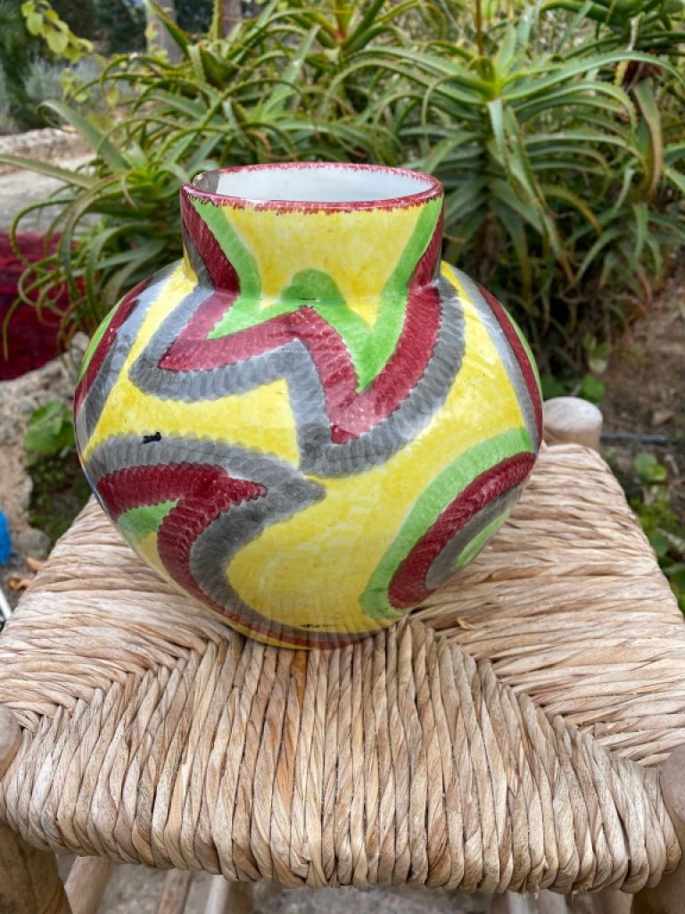 DEKO Blumenvase antik Ton glasiert