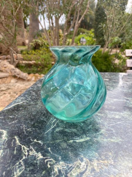 DEKO Blumenvase gross Glas Farbe Türkis