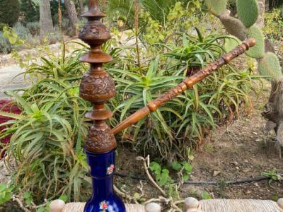 DEKO Opiumpfeife antik Holz Porzellan bemalt