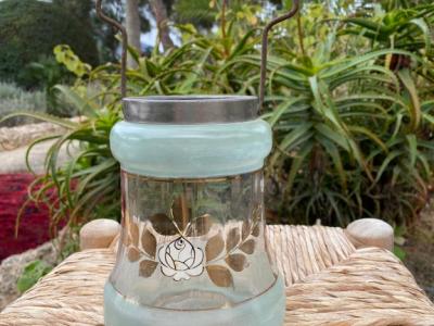 DEKO Teelichthalter gross bemaltes Glas Zinnrand