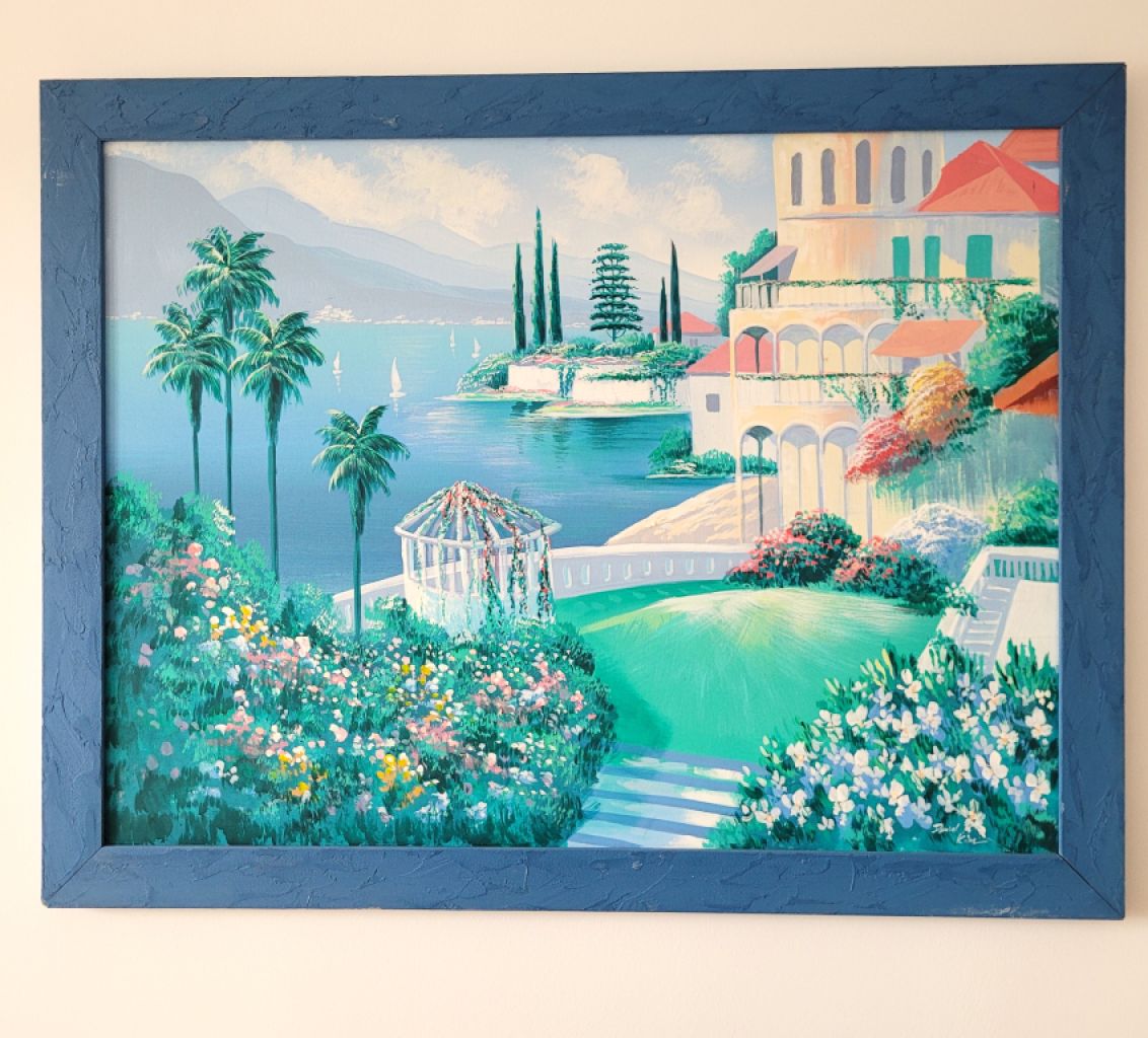 Decorative Painting "Mediterranean Mountain Landscape with Lake"