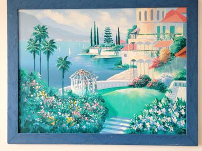Decorative Painting "Mediterranean Mountain Landscape with Lake"