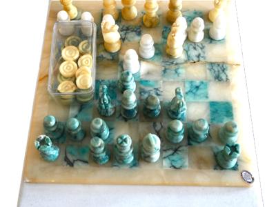 Decorative chess set made of Italian alabaster