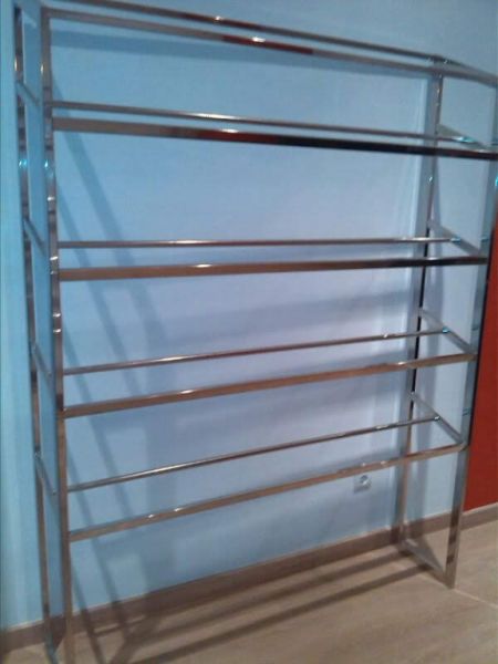 Tienda de diseño Equipo zapatería Boutique estantes y accesorios de acero inoxidable Existencia idea