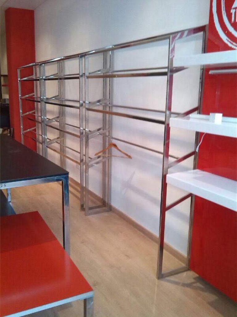 Tienda de diseño Equipo zapatería Boutique estantes y accesorios de acero inoxidable Existencia idea