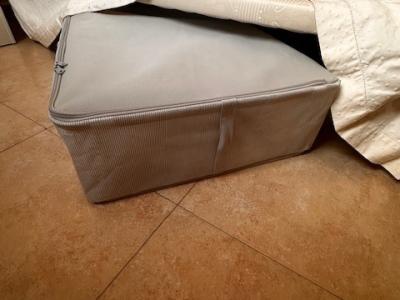 Doppelbett 150x190 cm inkl. Matratze + 4 Stauraumkästen aus Stoff