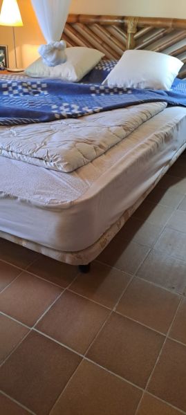 Double bed with bamboo headboard