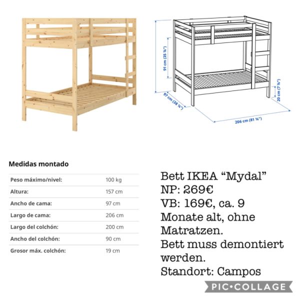 Doppelstockbett IKEA MYDAL 90200m