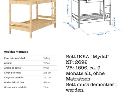 Bunk bed IKEA MYDAL 90200m