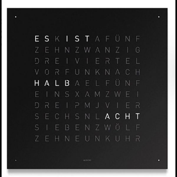 EARTH 45 - QLOCKTWO CLASSIC BLACK PEPPER stainless 45x45cm LP 1885 € - dt. Anzeige