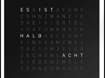 EARTH 45 - QLOCKTWO CLASSIC BLACK PEPPER stainless 45x45cm LP 1885 € - dt. Anzeige