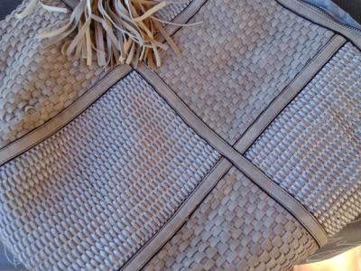 Genuine - braided beige leather pouch