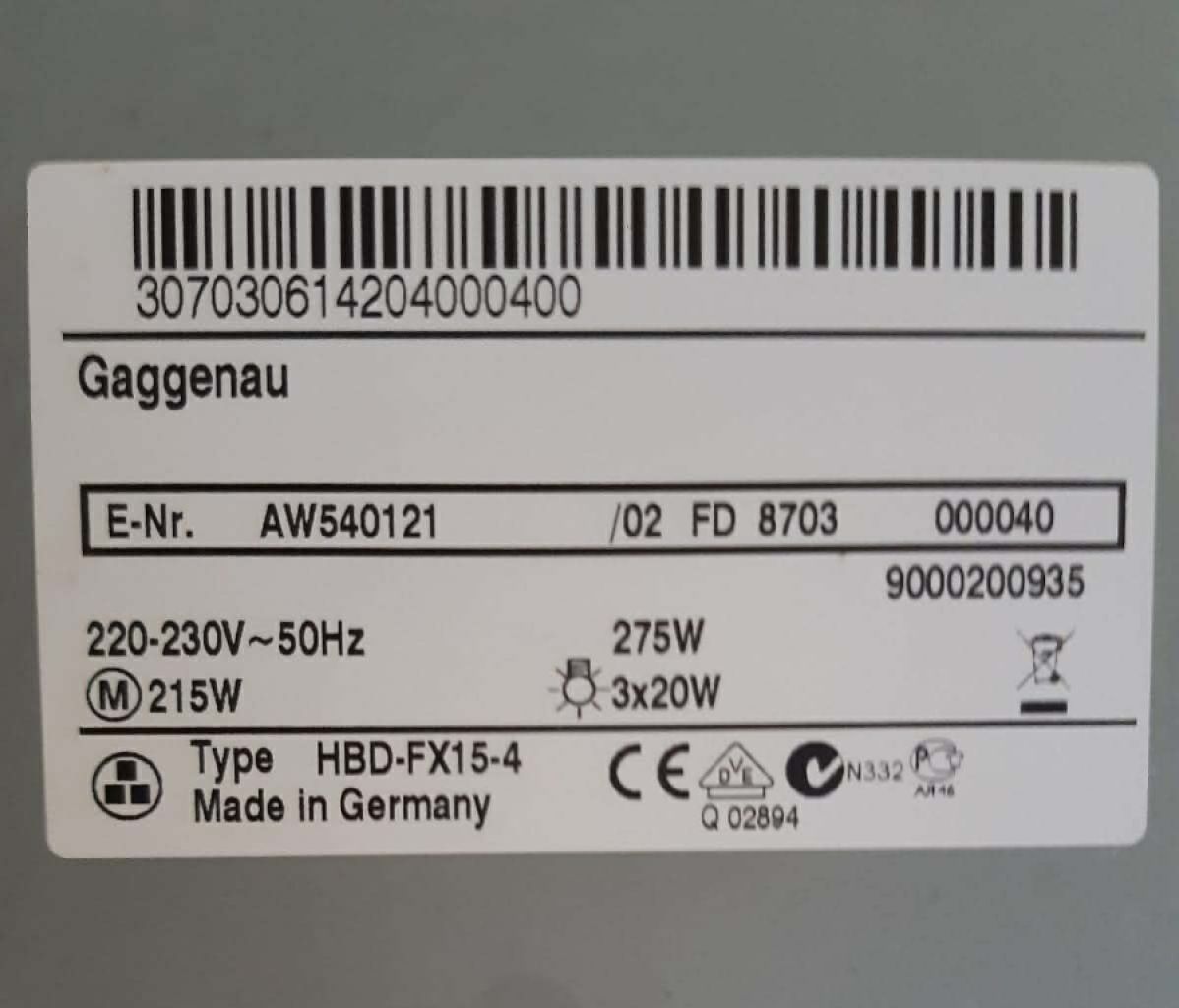 Stainless steel extractor hood from Gaggenau (AW 540121, 120 cm wide) for sale