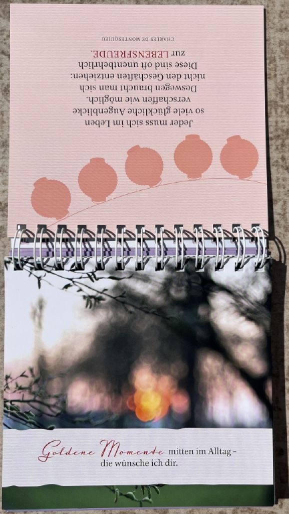 Ein Spiralaufsteller, der jeden Tag gute Wünsche überbringt