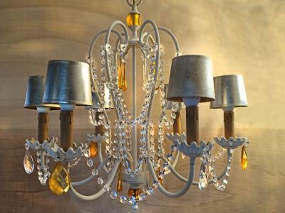 Elegante Deckenlampe, 6 Lichter, mit Glaskristall, NEU, Ausstellungsmodell, jetzt zum super Preis