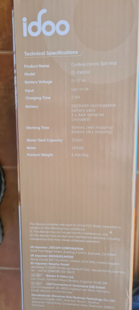 Cordless electric mop, IDOO