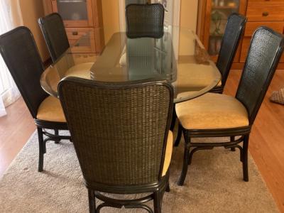 Glass dining table with 6 chairs