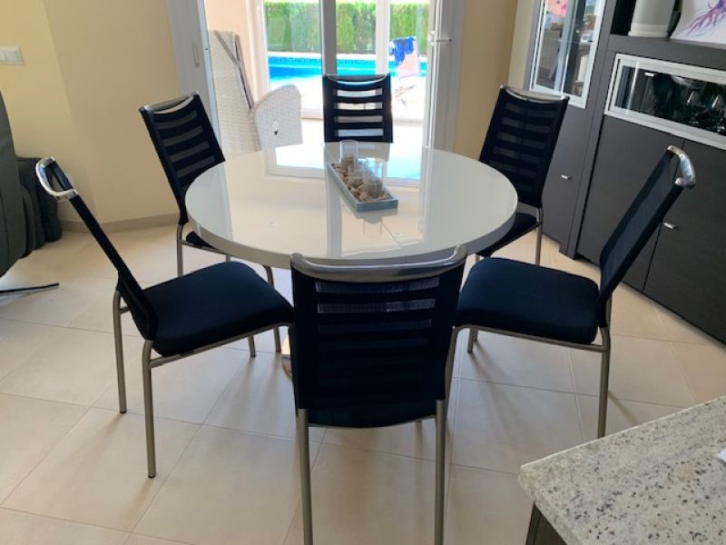 Esstisch mit 6 Stühlen, rund, ausziehbar, Venjakob