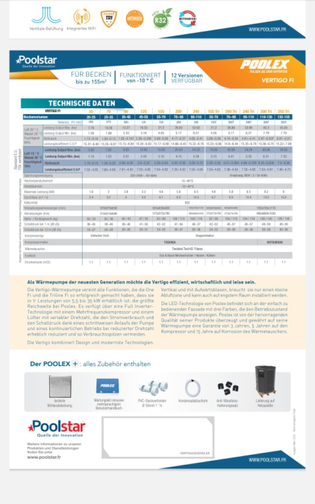 Exclusive pool heaters up to 155 qbm water.