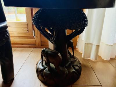 EXCLUSIVE:   Massive tropical wood seating set - 4 chairs and 1 table