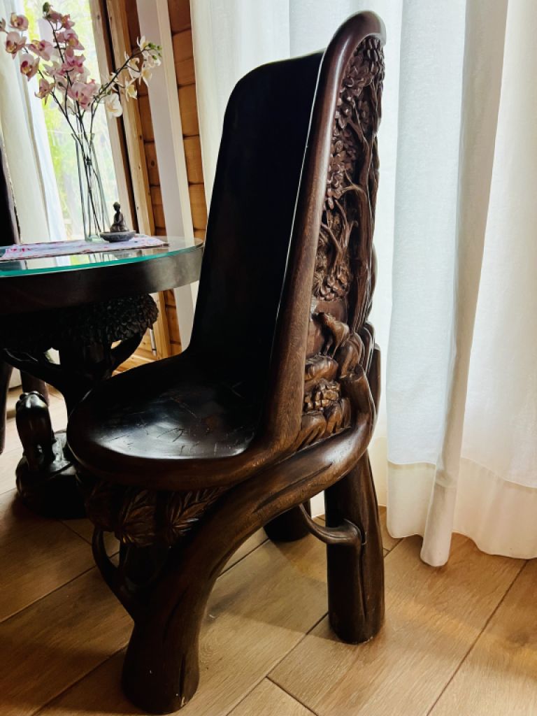 EXCLUSIVE:   Massive tropical wood seating set - 4 chairs and 1 table