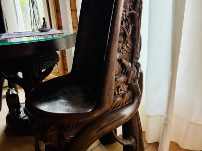 EXCLUSIVE:   Massive tropical wood seating set - 4 chairs and 1 table