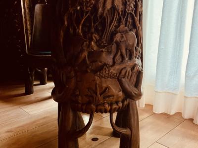 EXCLUSIVE:   Massive tropical wood seating set - 4 chairs and 1 table