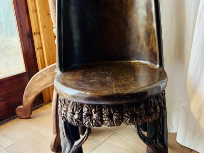 EXCLUSIVE:   Massive tropical wood seating set - 4 chairs and 1 table