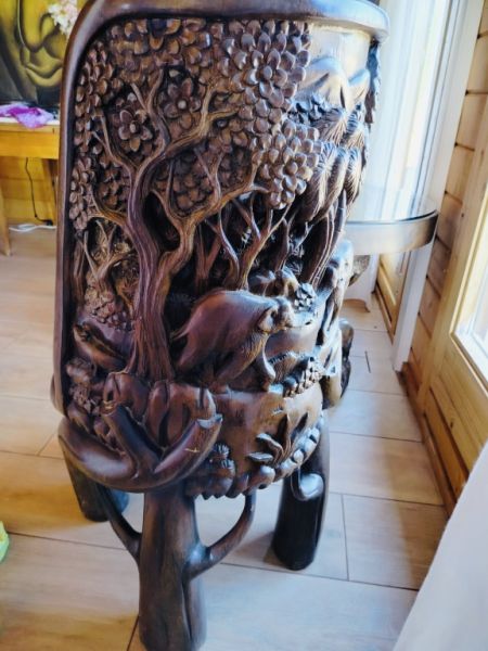 EXCLUSIVE:   Massive tropical wood seating set - 4 chairs and 1 table