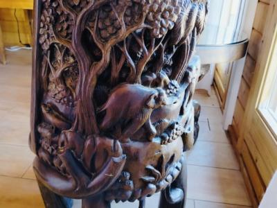 EXCLUSIVE:   Massive tropical wood seating set - 4 chairs and 1 table