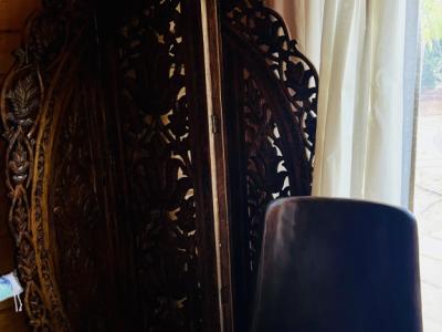 EXCLUSIVE:   Massive tropical wood seating set - 4 chairs and 1 table