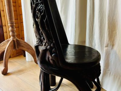 EXCLUSIVE:   Massive tropical wood seating set - 4 chairs and 1 table