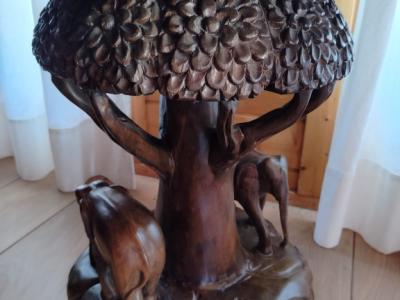 EXCLUSIVE:   Massive tropical wood seating set - 4 chairs and 1 table