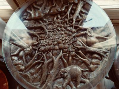 EXCLUSIVE:   Massive tropical wood seating set - 4 chairs and 1 table