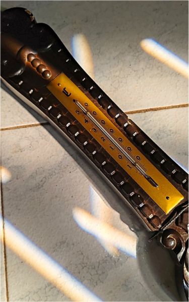 Fischer weather station consisting of thermometer, hygrometer and barometer