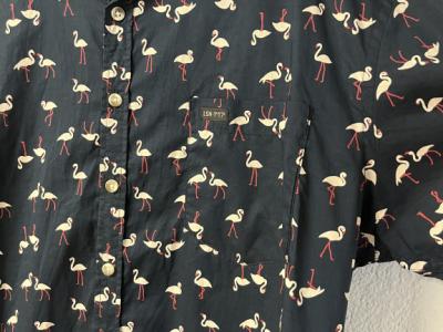 Flamingo-Kurzarmhemd, blau, Herren, XL