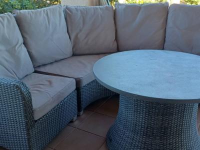 Garden sofa with table.