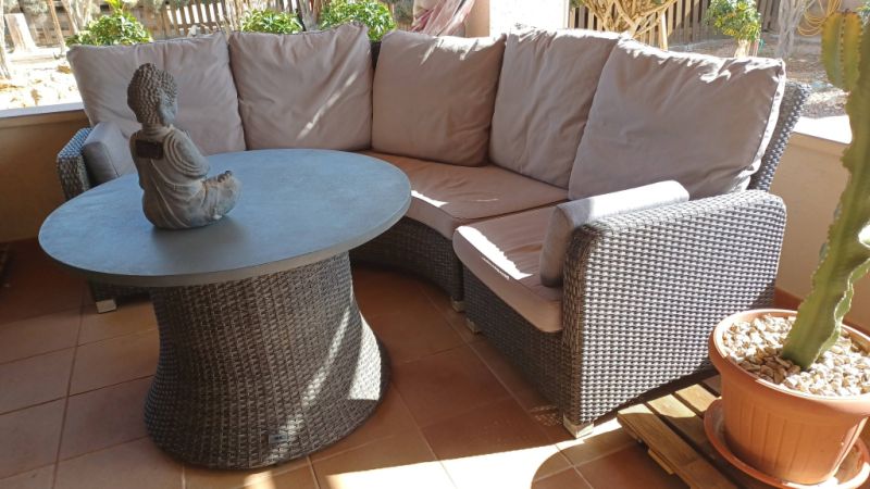 Garden sofa with table.