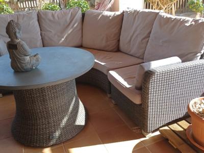 Garden sofa with table.