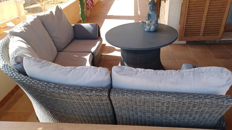 Garden sofa with table.