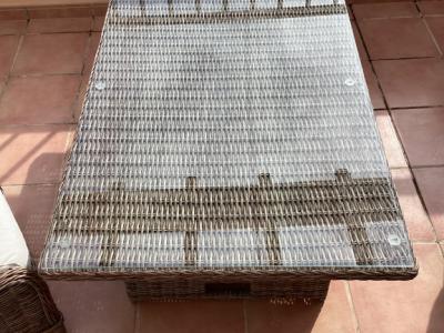 Garten / Terrassen  / Balkon Möbel, Ratan Stühle mit Polstern, Fußteil, Tisch Höhen verstellbar