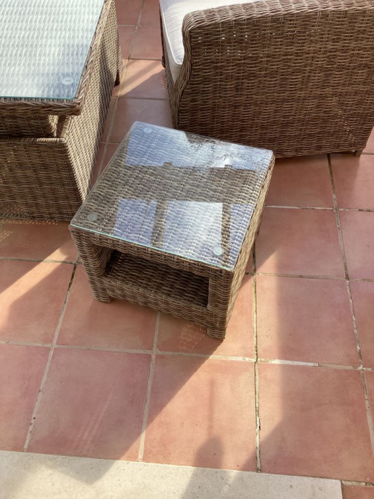 Garten / Terrassen  / Balkon Möbel, Ratan Stühle mit Polstern, Fußteil, Tisch Höhen verstellbar