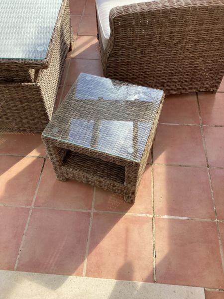 Garten / Terrassen  / Balkon Möbel, Ratan Stühle mit Polstern, Fußteil, Tisch Höhen verstellbar